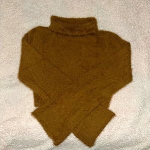SHEIN rolled neck cropped fuzzy top
